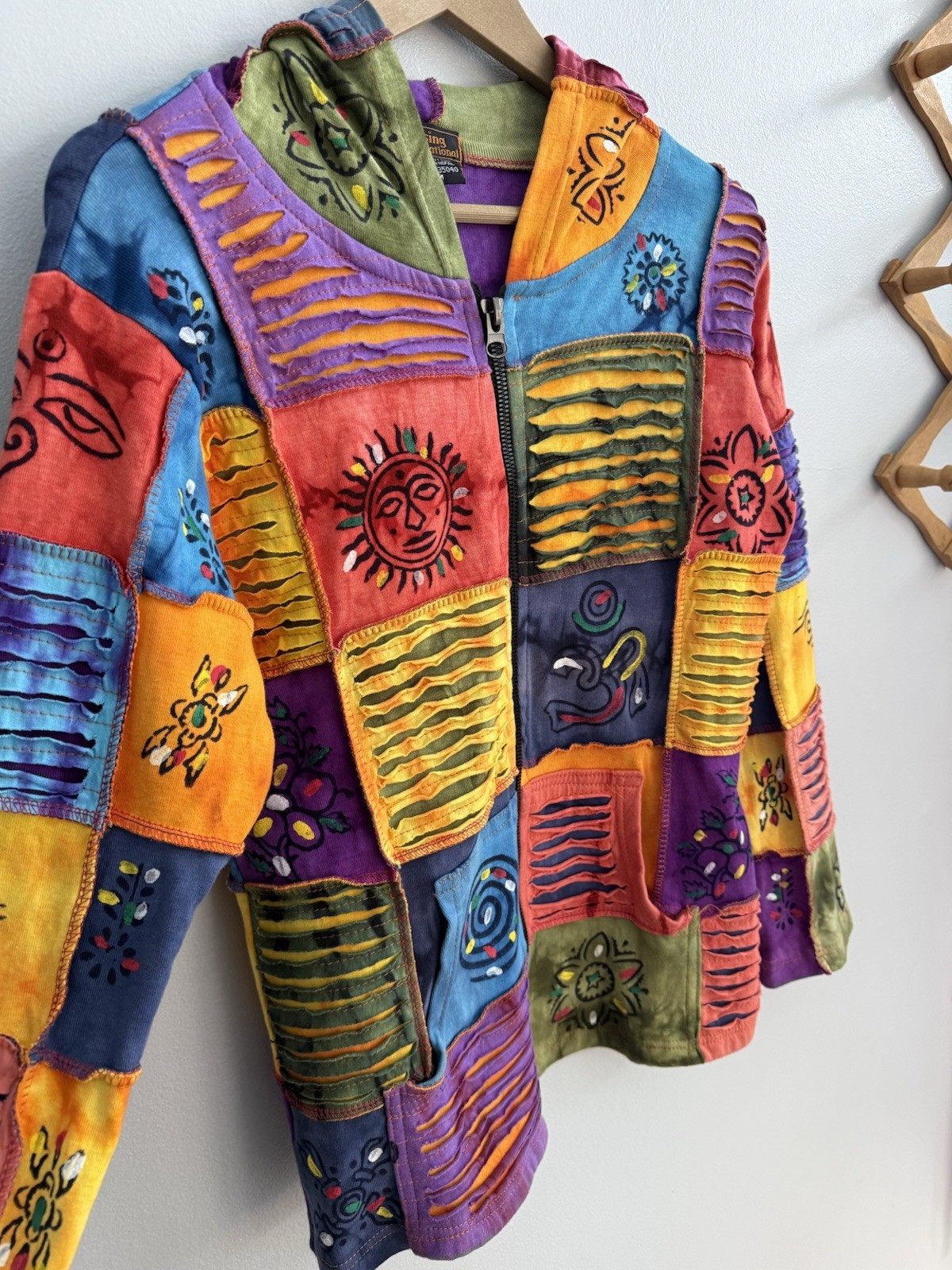 Rising International Full Zip Patchwork Hoodie Dy… - image 1