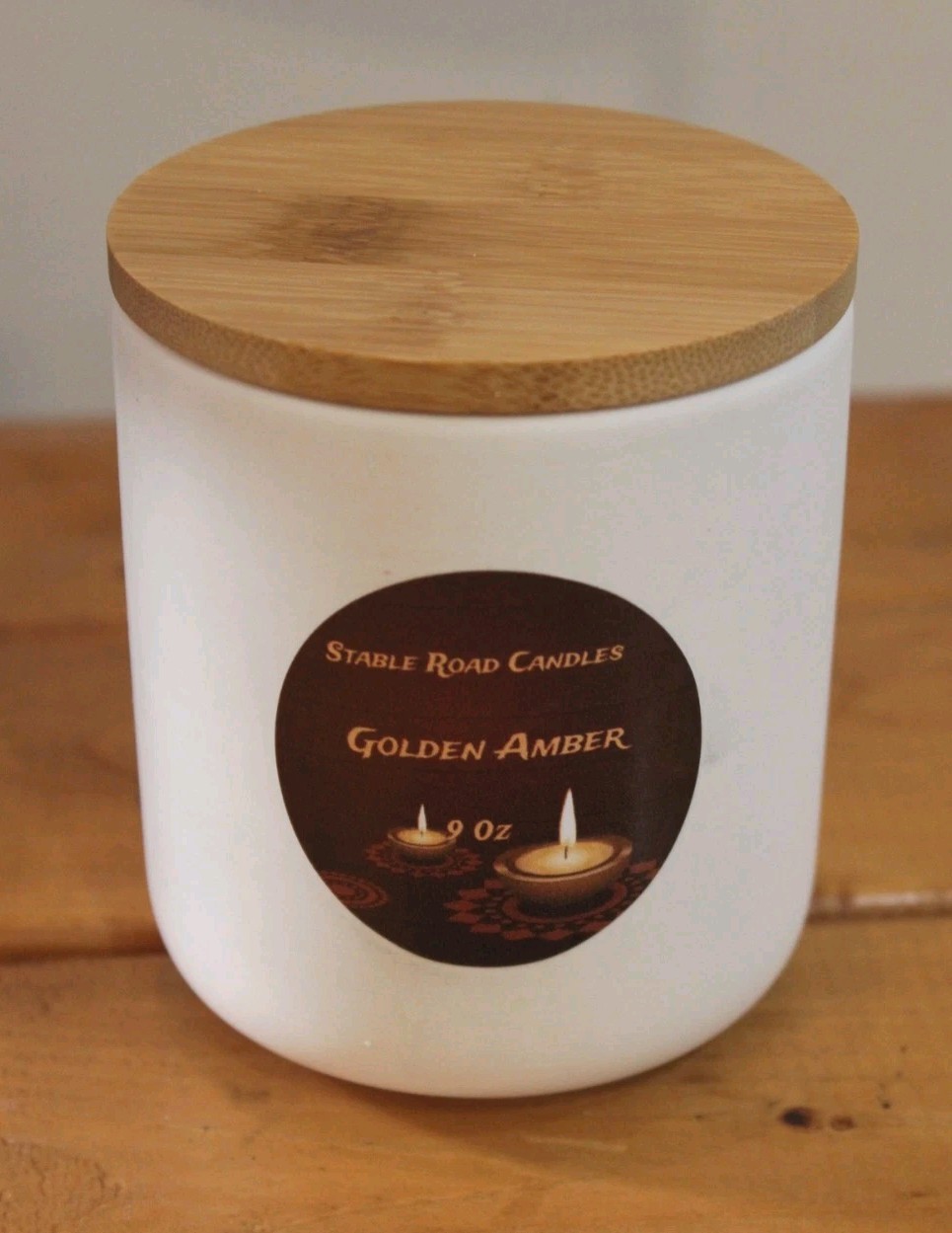 Golden Amber Jar Candle. Homemade 9 oz Coconut Wax Blend Nice Cozy Scent