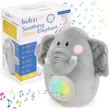 Bubzi Co Sound Machine, Portable Elephant Soother  Night Light Projector, Com...