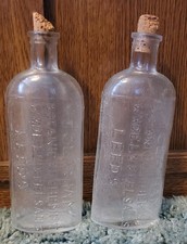 Vintage Glass Embossed Bottles J Clapham Botanical Chemist Leeds Lot Of 2