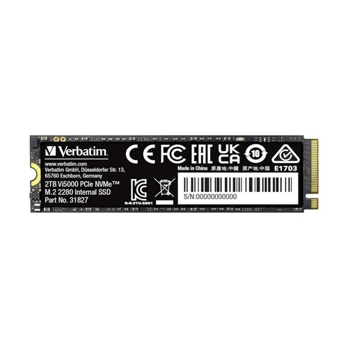Verbatim VI5000 2TB SSD M.2 PCIe Gen4 NVMe 5,000 MB/s read and 4300 MB/s Write I - 第 1/4 張圖片