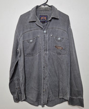 VTG Rip Curl Button Up L/S Shirt Grey Mens Si...