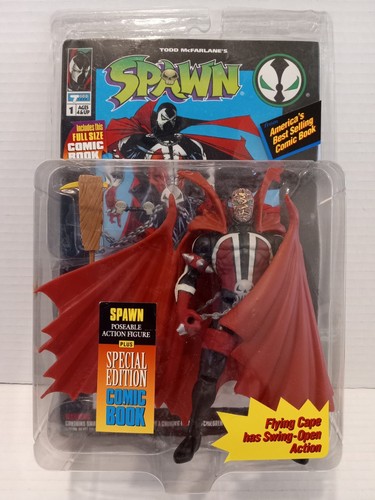 Figura de la serie 1 de capa voladora Spawn Unmasked 1994 con cómic - McFarlane Toys - Como nueva - Imagen 1 de 3