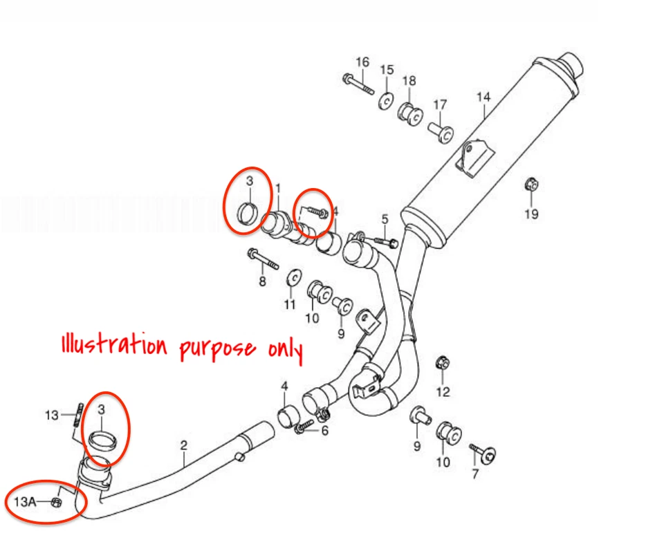 Juego Reparación Junta Colector Escape Suzuki SV650, SV650S 1999-2002 (Juego Completo) Foto 2 de 2