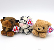 Swibco Puffkins Mini Beanbag Plush Lot of 3 Bear Tiger Bison 1997