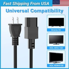 2-Prong AC Power Cord Cable Lead Replacement for Sony KDL XBR Series TV LED