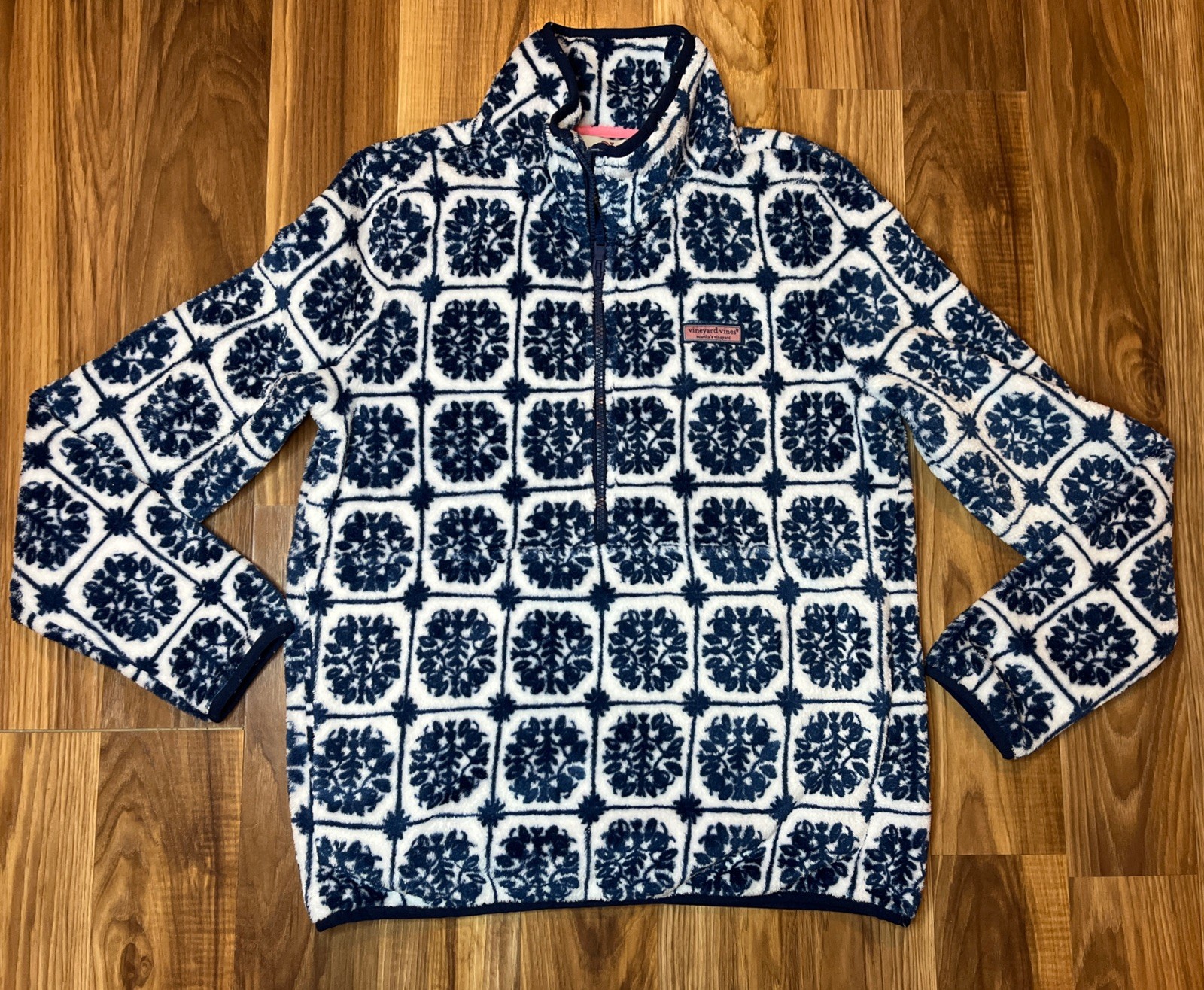 Vineyard Vines Sweater Womens XS Blue 1/4 Zip Fleece Sherpa Pullover Pockets