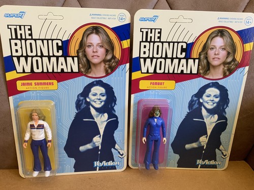 Super 7 - The Bionic Woman & Fembot ReAction Action Figuren Paar MOC Neuwertig