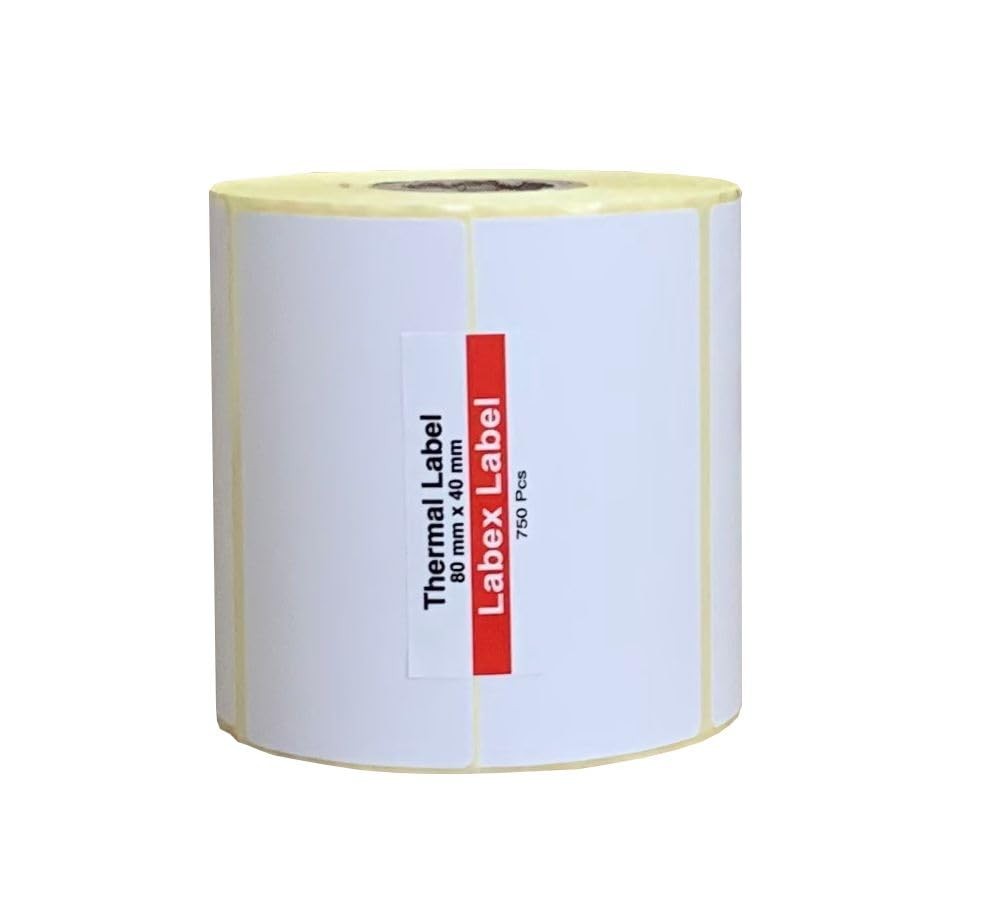 Étiquettes thermiques adhésives 80x40 mm avec papier blanc mat et prédécoupe précise