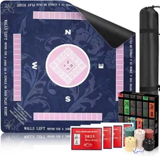 2025 Mahjong Mat for Table with Rules, 31.5" X 31.5" Inches Non-Slip