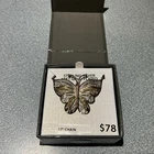 NEW W/BOX STERLING SILVER 18K GOLD PLATED Butterfly Pendant 17" Necklace FREE SH