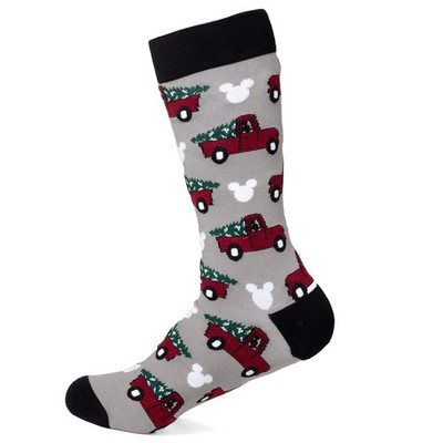 Disney Mickey Mouse Silhouette Holiday Truck Gray Socks