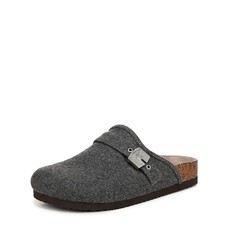 Dr. Scholl's Womens Louis Iconic Clog Mule Charcoal Wool Fabric 6.5 M
