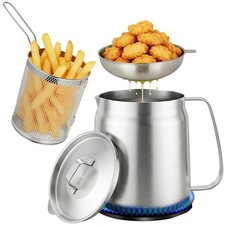 119oz 304 Stainless Steel Deep Fryer Pot with Basket for Large Stovetop