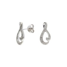 Pre-Owned 9ct White Gold Diamond Set Wave Stud Earrings 9ct gold For Her