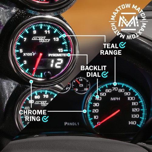 MaxTow Match 1500F Pyrometer EGT Gauge for 14-20 6.6 GM Duramax Silverado Sierra - Picture 4 of 7