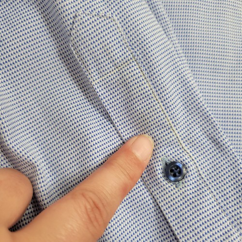 David Donahue Shirt Mens 17.5 36/37 Blue Dot Dress Button Up Cotton workwear - Picture 10 of 17