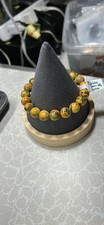 handcrafted beaded bracelet, Bumble Bee Jasper beads, yellow orange black