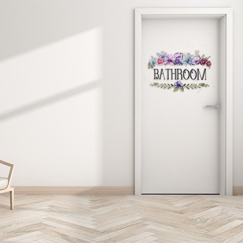 Adesivo murale PVC opaco insegna porta bagno decorazione bagno adesivo rimovibil - Foto 12 di 12