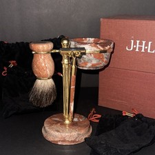 J.H.L Marble Shaving Set w/ Brush, Bowl, Safety Razor & Stand  Never Used