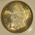1885 O Morgan Silver Dollar-BU, Colorful toning both sides, 5253