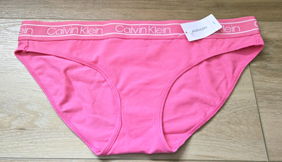 NWT Calvin Klein Pink Cotton Blend Logo Waistband Hipster Bikini Panties M