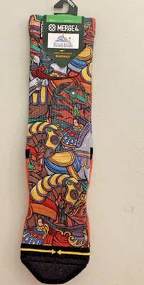 Merge 4 -Santa Cruz Beach Boardwalk Looff Carousel Crew Socks, Medium Unisex NWT