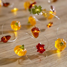 Fall String Lights Pumpkin-Maple-Acorn Autumn Fairy Lights Battery Operated for