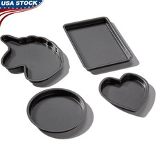 4 Piece Mini Bake Pan Set Unicorn Heart Round Rectangle Easy Bake Oven New