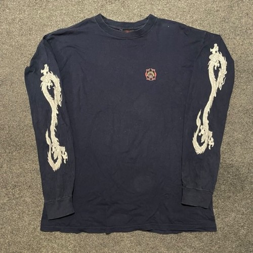 Vintage Bullhead Dragon Long Sleeve Print Gr. XL 90s Y2K Skate Grunge Tribal - Bild 1 von 8