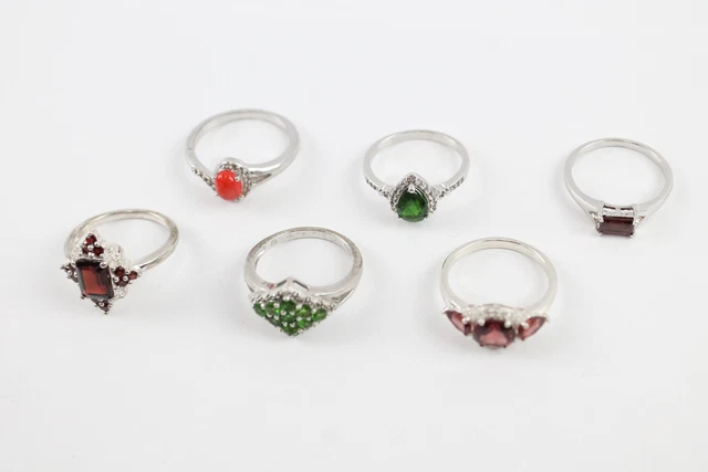 26 Sterling Silver Rings Gemporia Garnet Peridot Trilogy Fire Opal *Diopside x 6