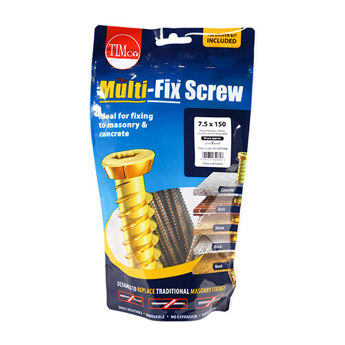 Timco 00080TCONB Multi Fix Concrete Screw ZYP 7.5 X 80mm Bag of 65 