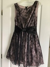 City Studio Sz 3 Black Lace Overlay Nude Lining Tulle Dress