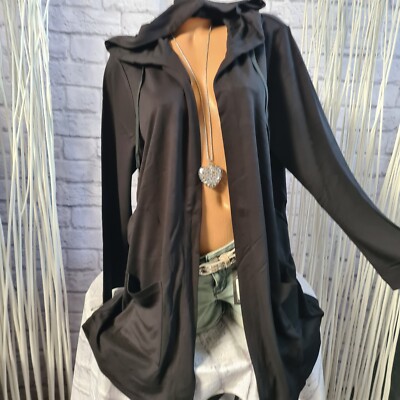 Via Appia Strickjacke Cardigan Pullover schwarz Langarm Gr.48 Kapuze (1909) NEU