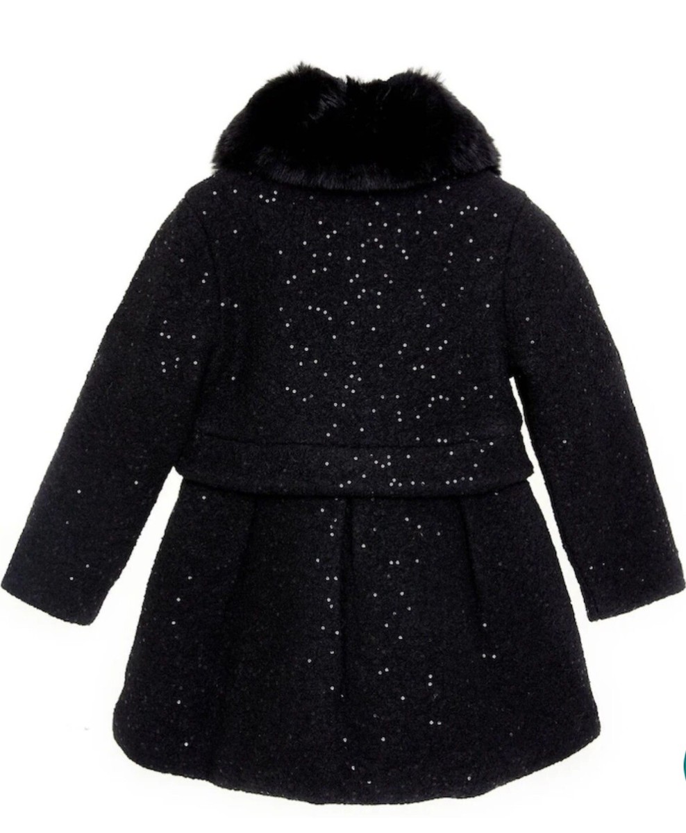 Nicole Miller Girls Black wool coat Fur colour Age UK