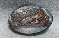 Hand Tooled Leather Over Metal Steam Locomotive 5473 Outdoor Scene Buckle Great