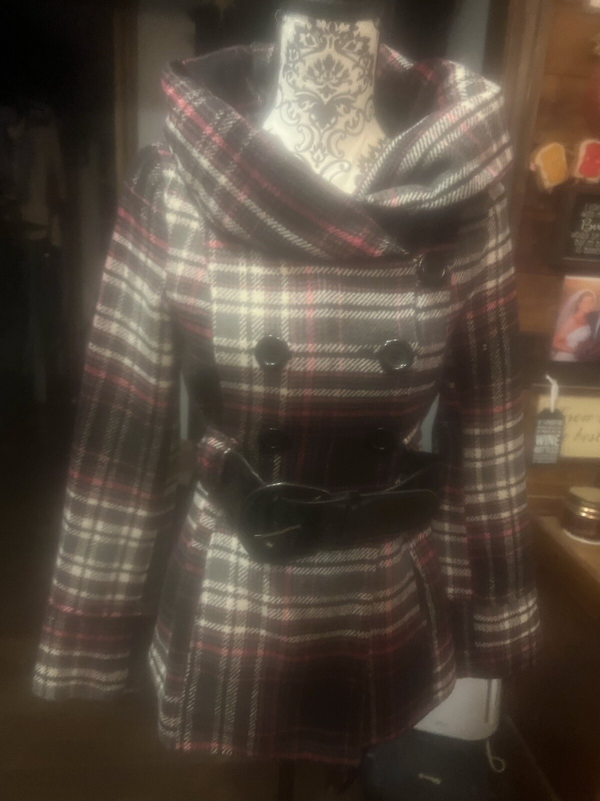 Plaid Trench Coat with Belt by Madrag in Small Size  -image