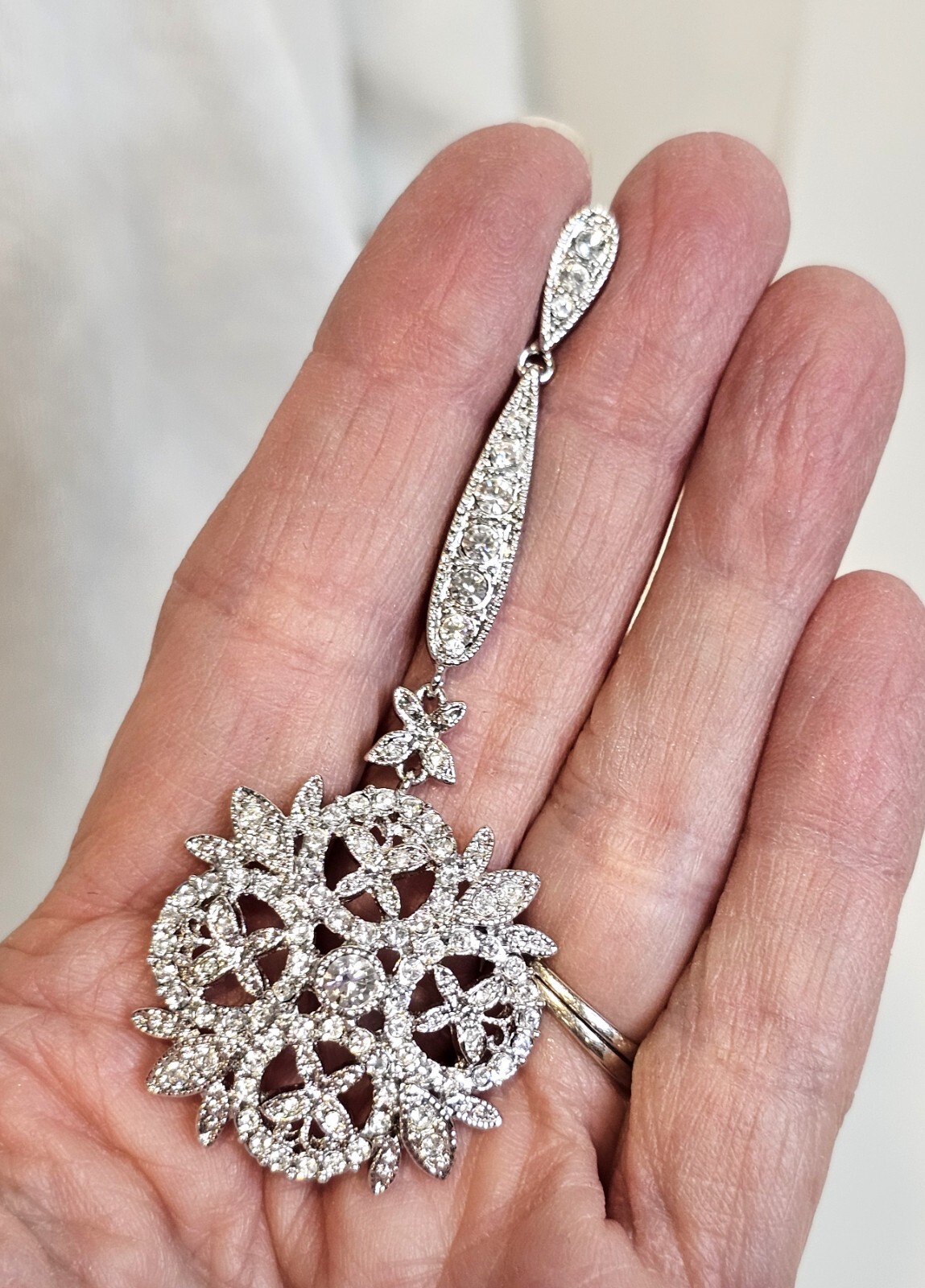 Camrose Kross crystal floral pendant Jackie Kennedy signed JBK