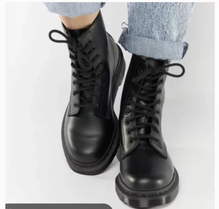 UNISEX Dr Martens Boots 1460 Mono Black 8-Eye Smooth Leather Men's 7 Women's 8