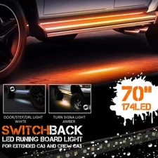2X 70" DRL Running Board/Step Bar/Turn Signal Switchback Led Light Amber/White