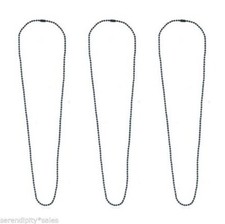 LOT of 3 BLACK STEEL BALL CHAIN Necklaces 24" Length 2.4mm Ball ~ SHINY FINISH !