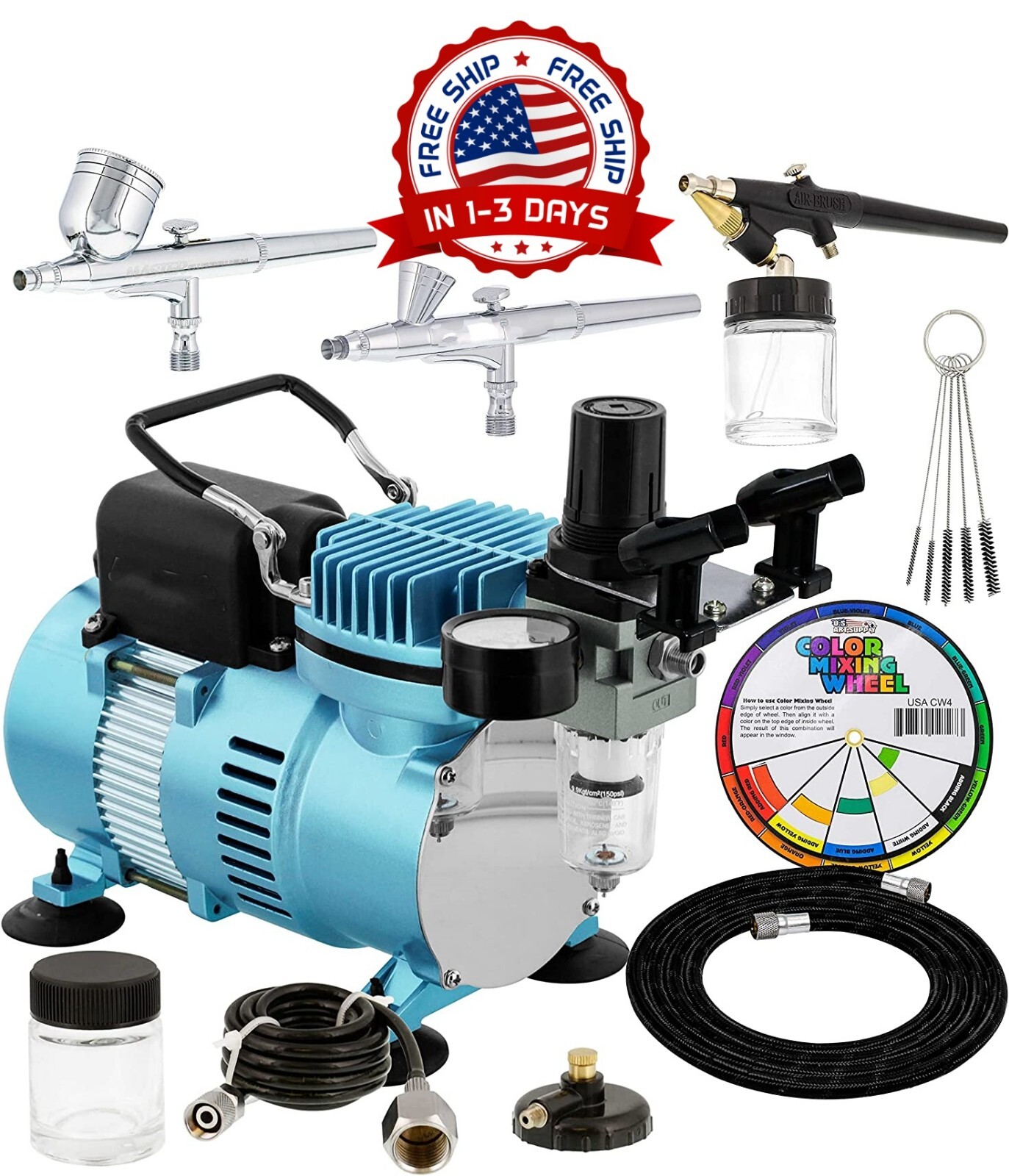 Gaahleri Kit De Aerógrafo Con Compresor De Aire Y 3 Aerógrafos De - Foto 5