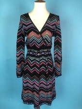 M Missoni Long Sleeve V-Neck Knit Dress Size 44 US 8 