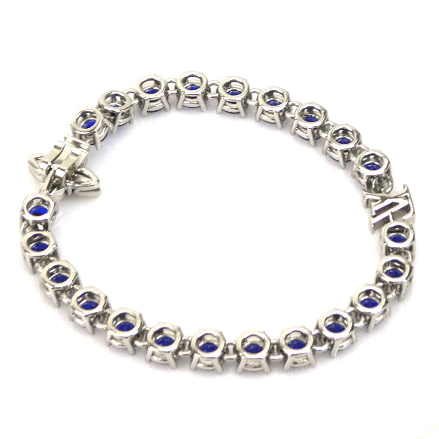 Auth LOUIS VUITTON LV Crystal Bracelet Silver/Blue Metal M1062L 