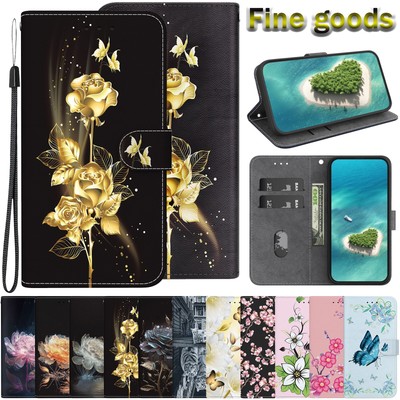 For iPhone 16 Pro Max 15 14 13 12 Flip Wallet Patterned Shockproof Leather Case