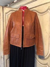 Woman’s Camel Colored Leather Jacket Design By George Mark Risen Size M