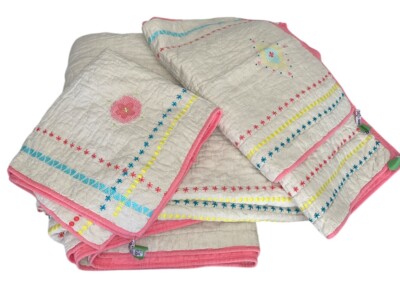 Jenni Kayne Pottery Barn For Kids Full/Queen Embroidered Hand Quilted + 3 Shams
