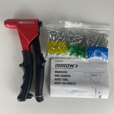 Arrow Headless One-Handed Rivet Gun Tool With 150 Rivets | NEW With ...