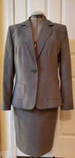 Kasper Women 2PC Gray Polyester Rayon Spandex Skirt Suit Size 14