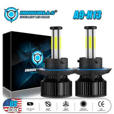 6-sided H13 9008 LED Headlight Bulb Kit 420000LM 2800W 6500K High Low Dual Beam